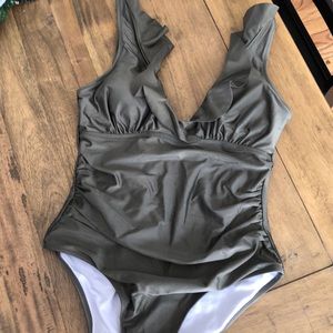 Ruffled and fun one piece bathing suit!